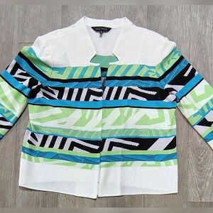 Ming Wang Knit Geometric Bold Striped Open Cardigan 3/4 Sleeve Women's Sz XL EUC